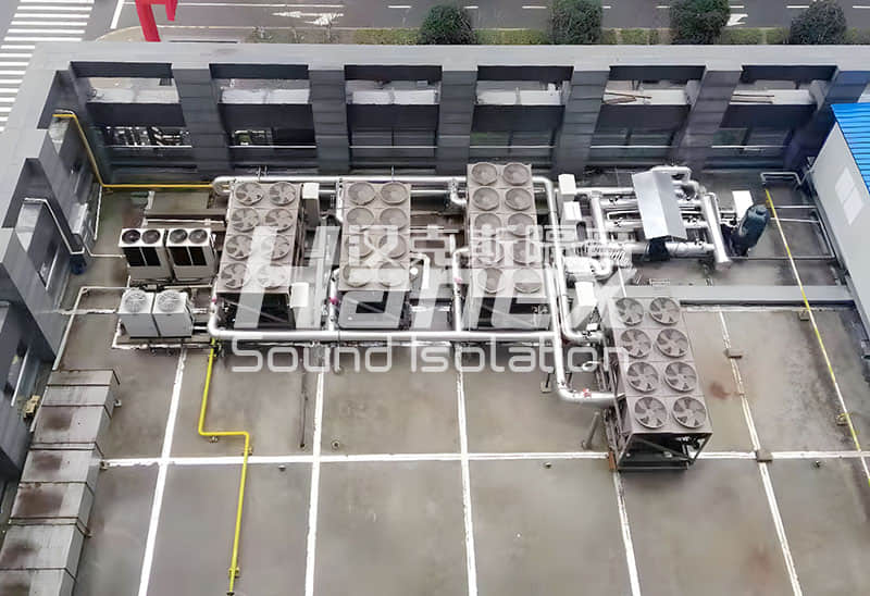 蘇寧易購蘇州大區宏海大廈空調主機隔音降噪現場 蘇寧易購蘇州大區宏海大廈空調主機隔音降噪現場